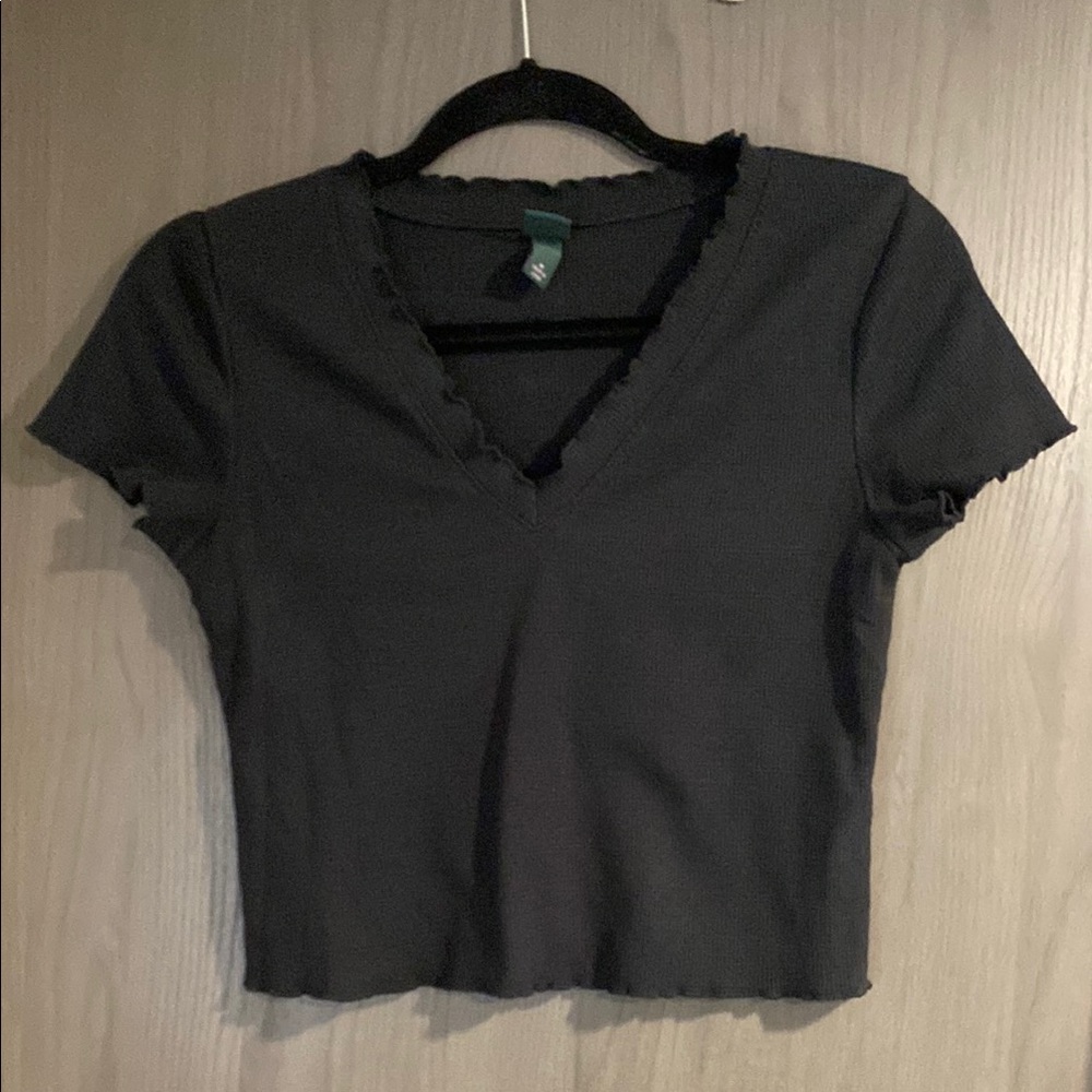 Wild Fable Black V-Neck Crop Top